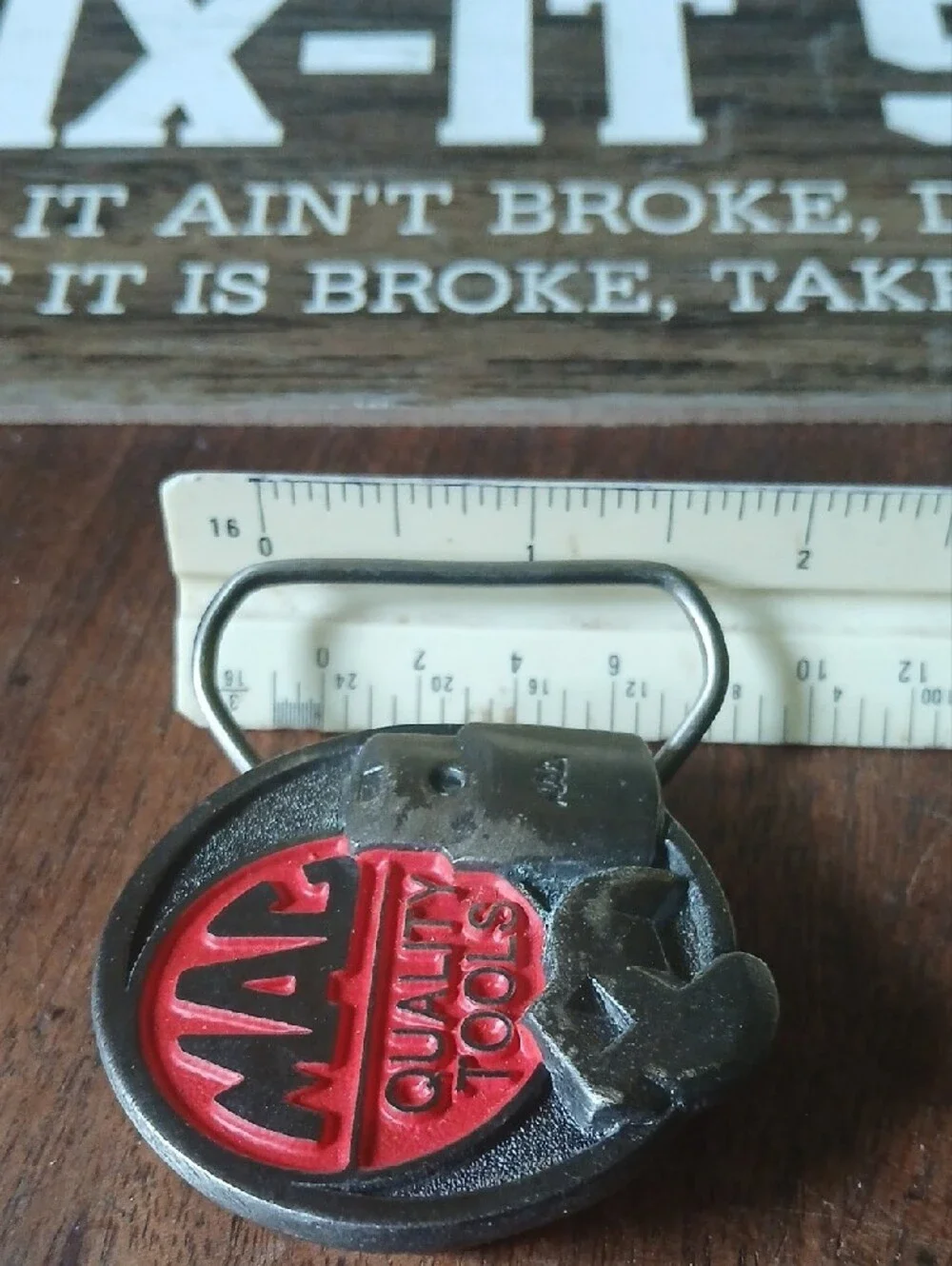 MAC Quality Tools Red and Silver Belt Buckle. New